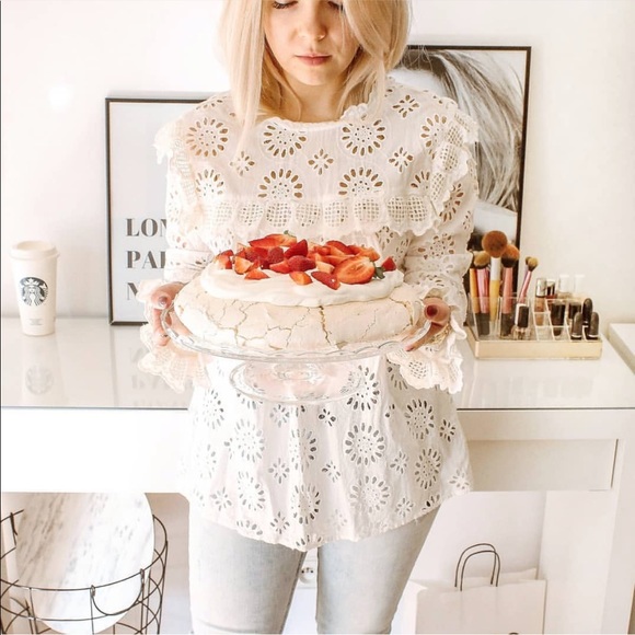 BLOGGERS FAVORITE ZARA Die Cut Embroidered Blouse - Picture 4 of 8